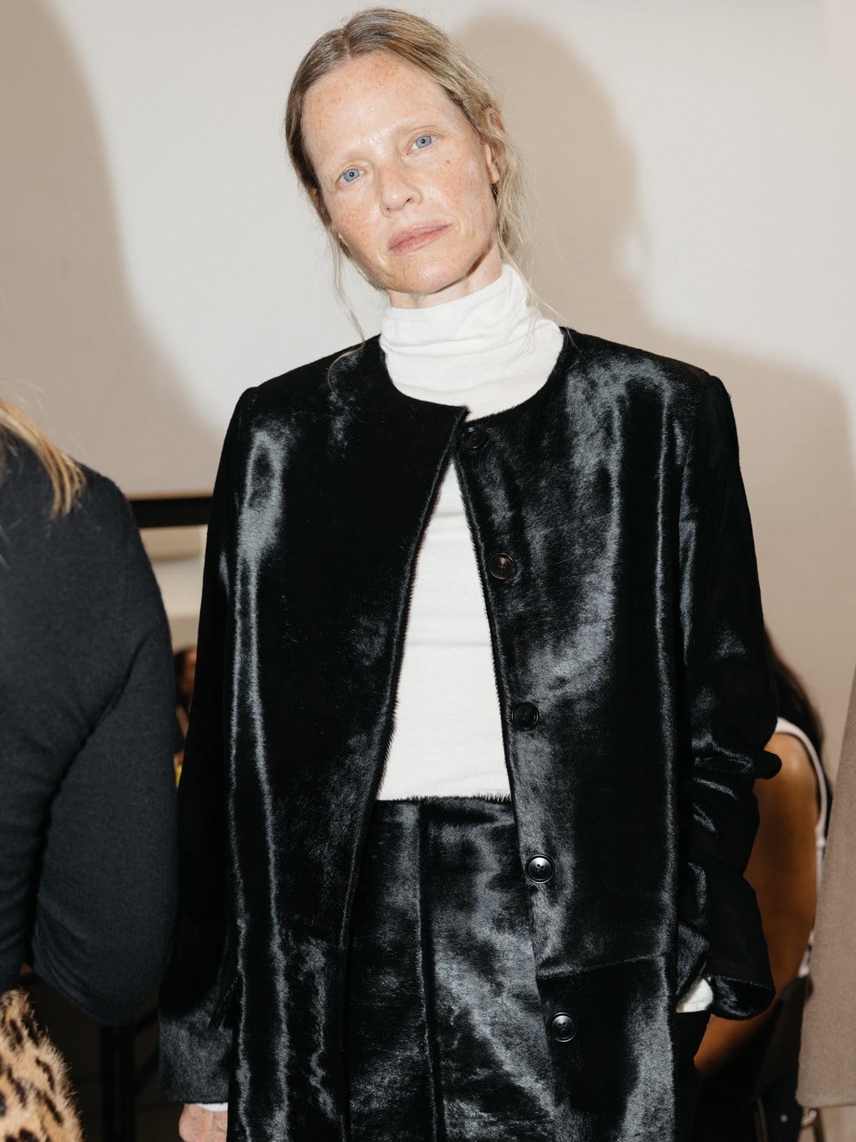 Harlow Pony Leather Coat – Black