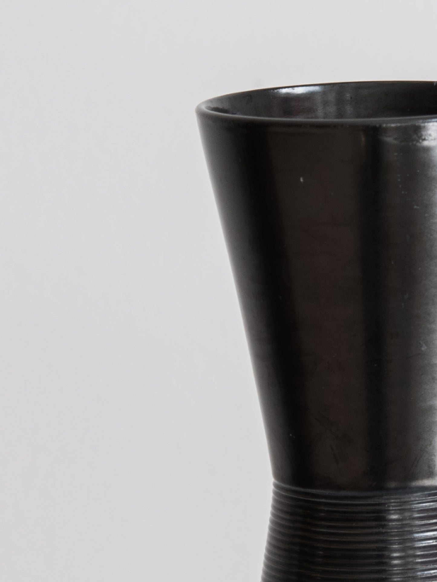 Vintage Black Ribbed Vase