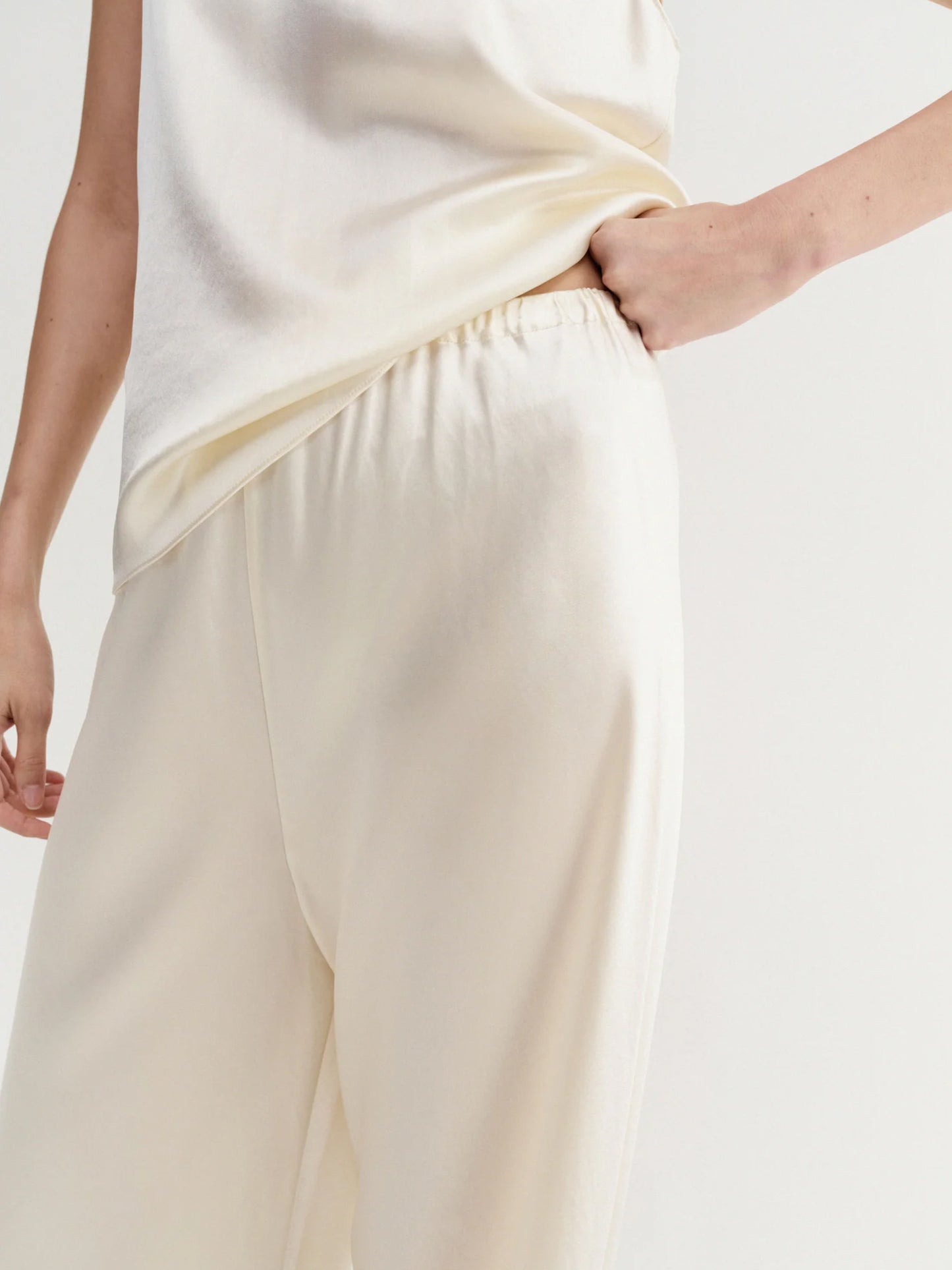 Bias Satin Trousers - Vanilla