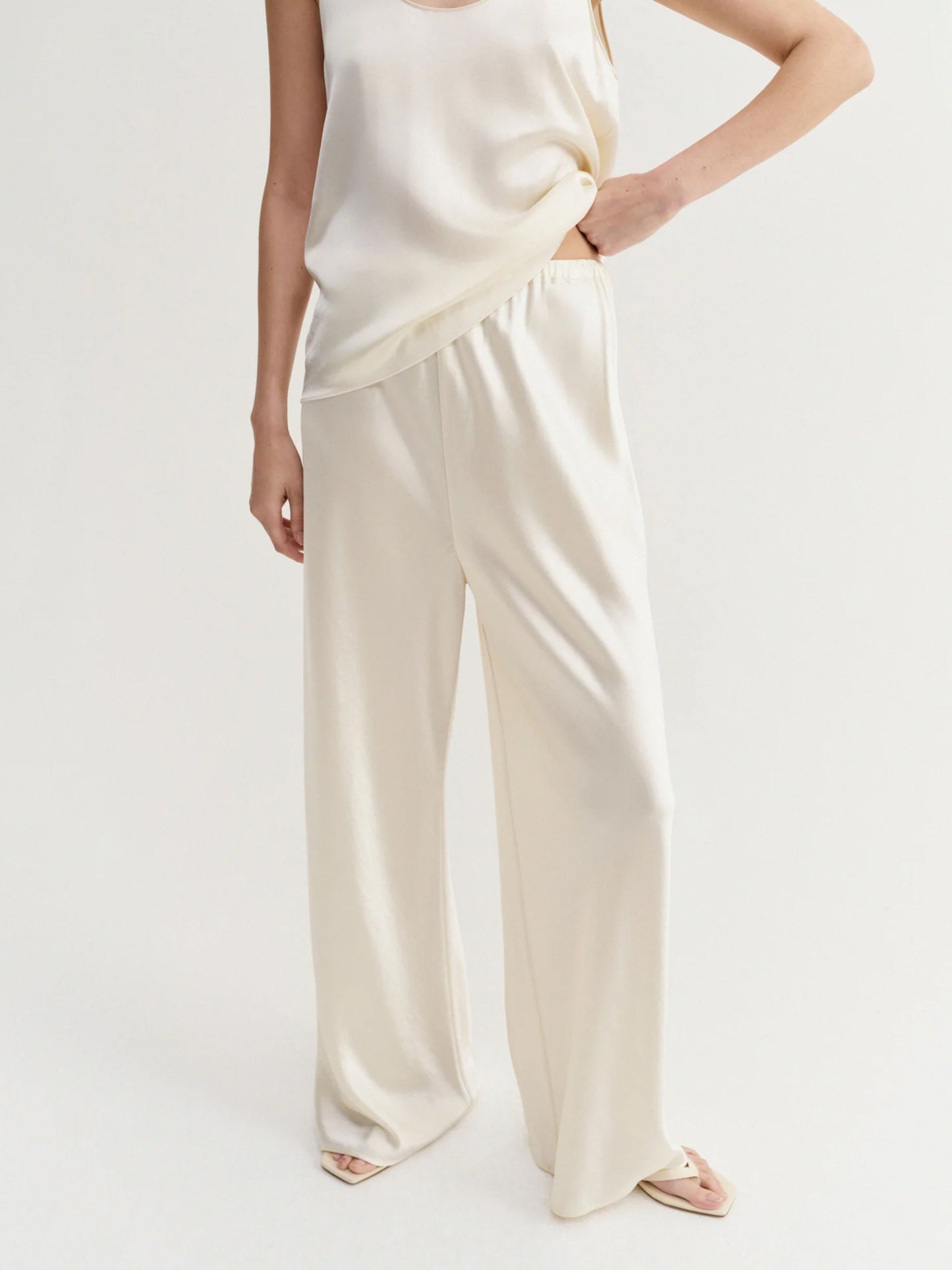 Bias Satin Trousers - Vanilla