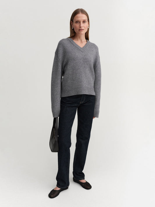 Yara V-Neck Sweater - Grey