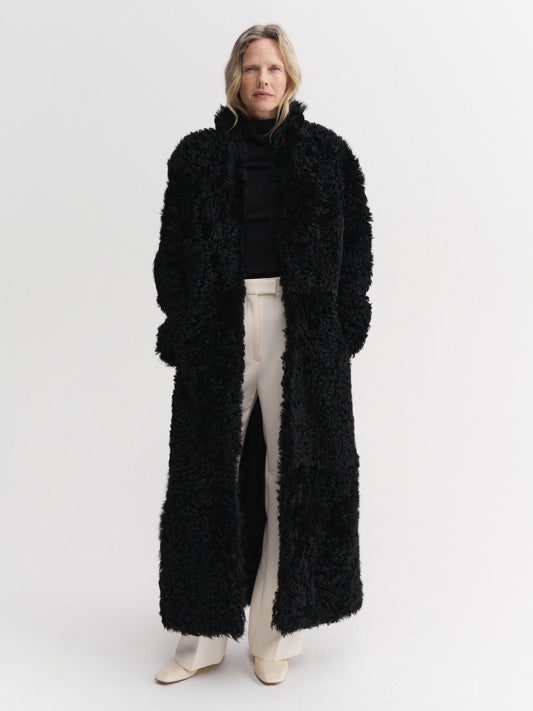 Claudie Shearling Coat – Black