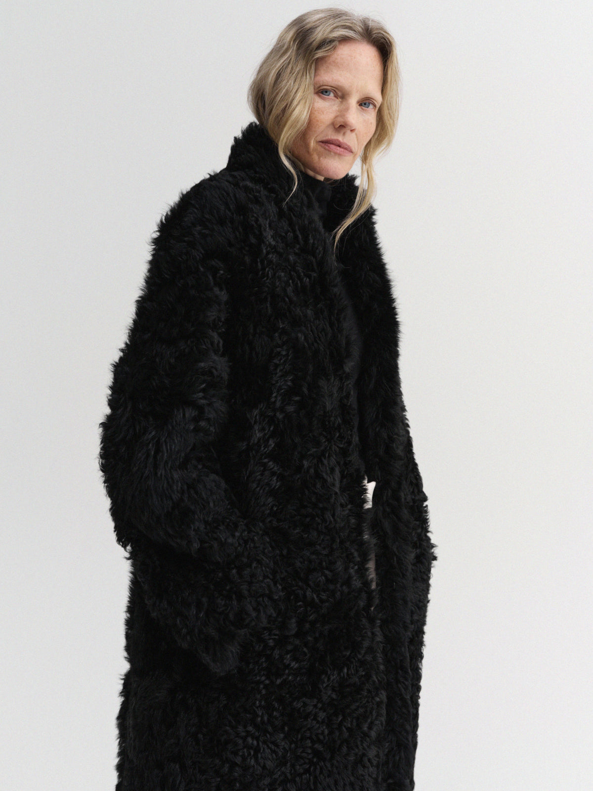 Claudie Shearling Coat – Black