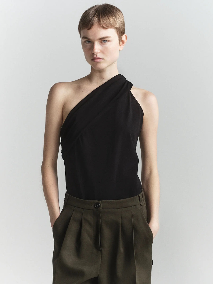 0057 One Shoulder Draped Tee