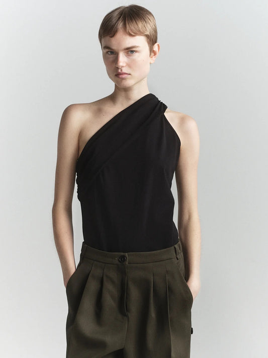 0057 One Shoulder Draped Tee