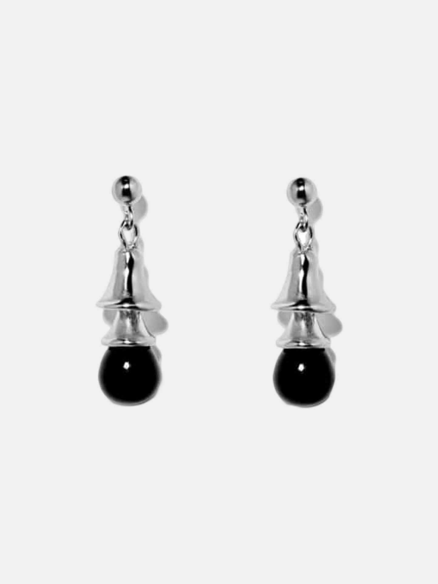 Black Bell Silver Earrings