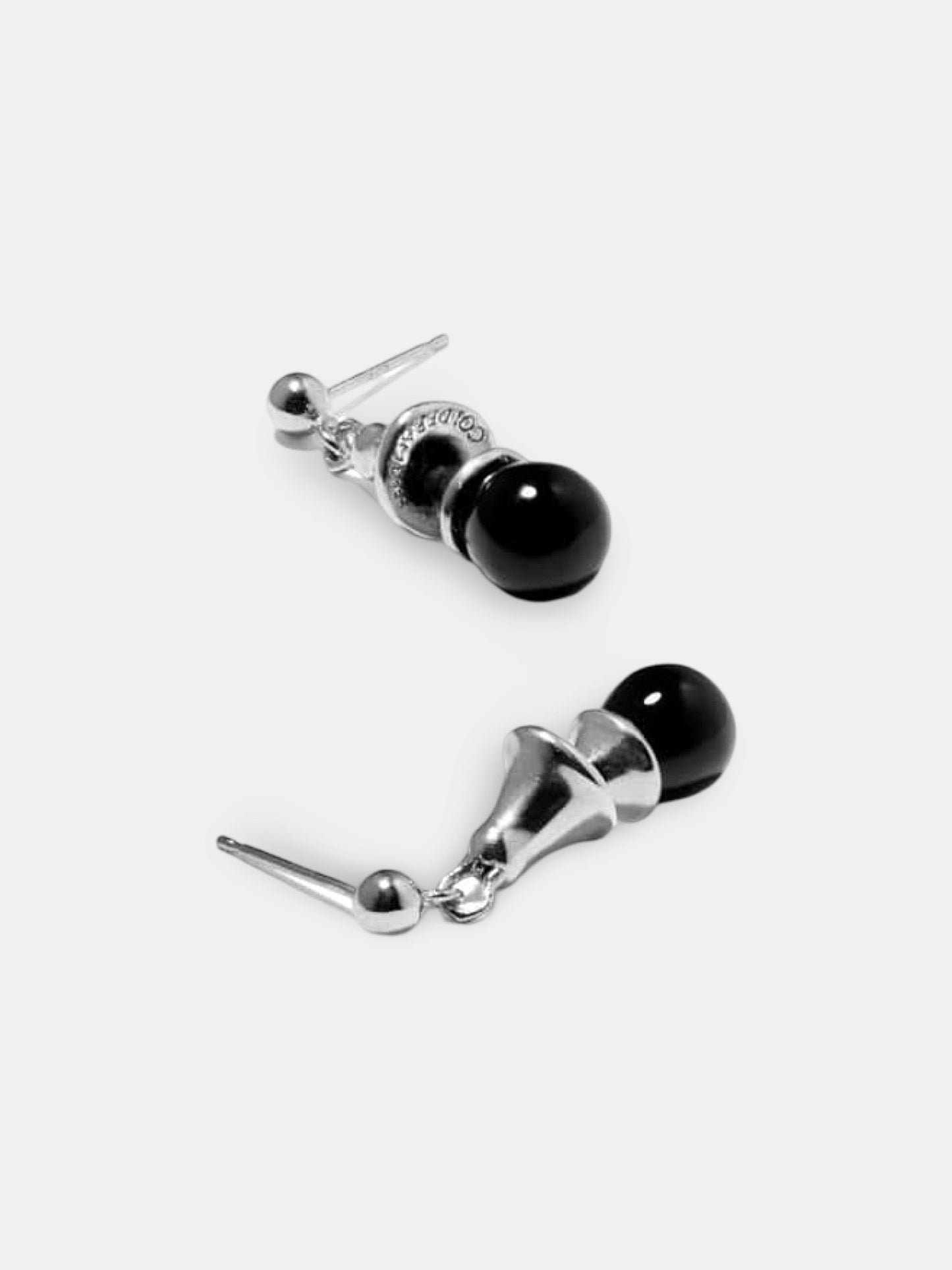 Black Bell Silver Earrings