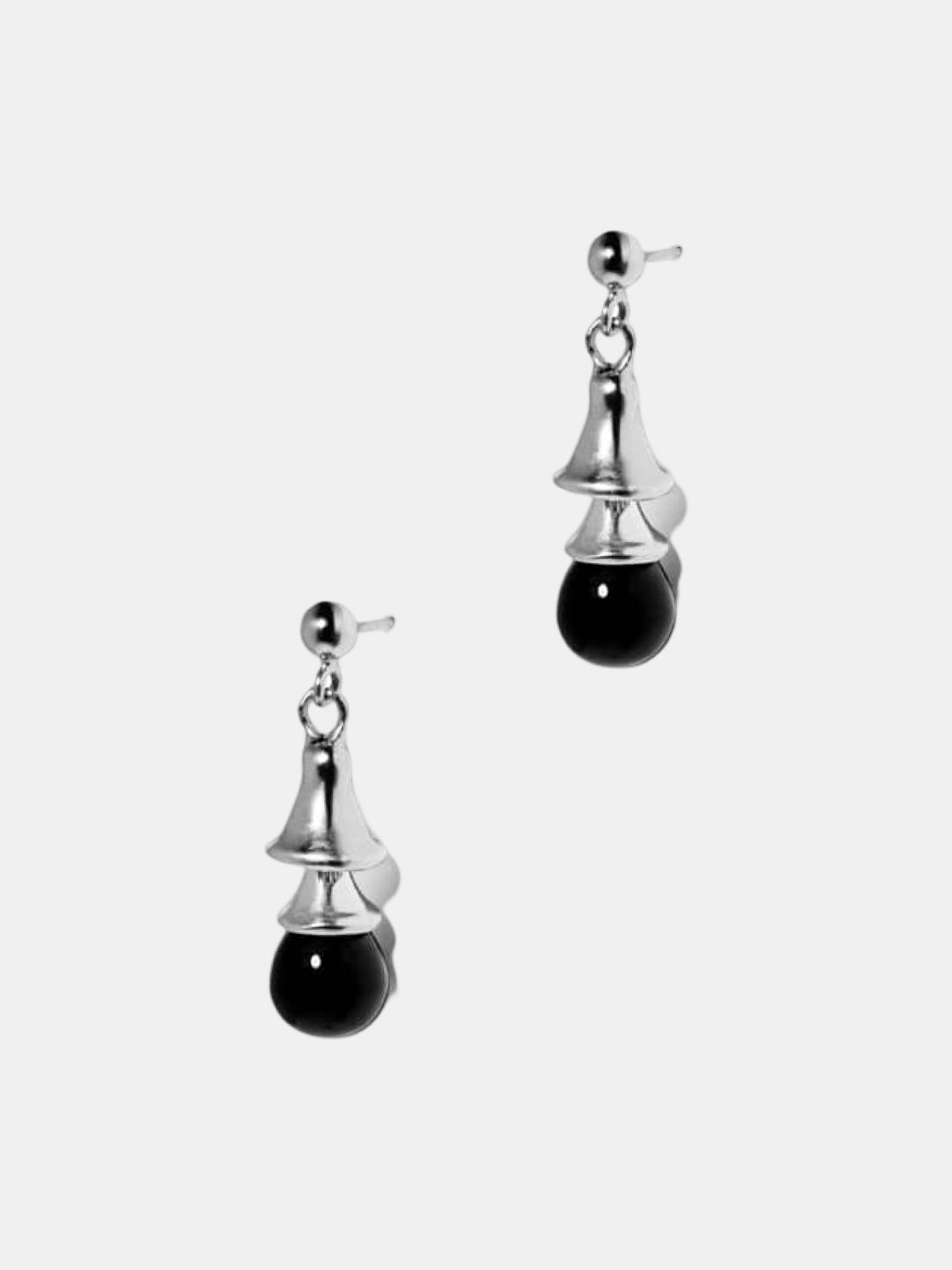 Black Bell Silver Earrings