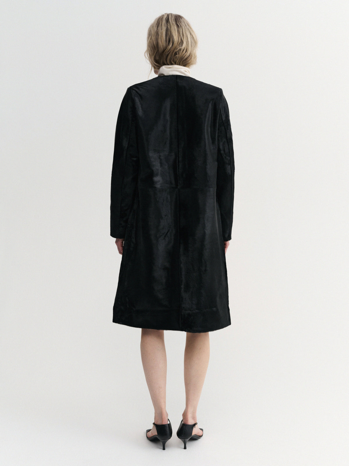 Harlow Pony Leather Coat – Black