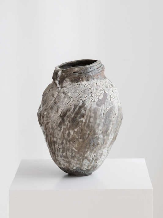 Sculptural Vase - Crackled White