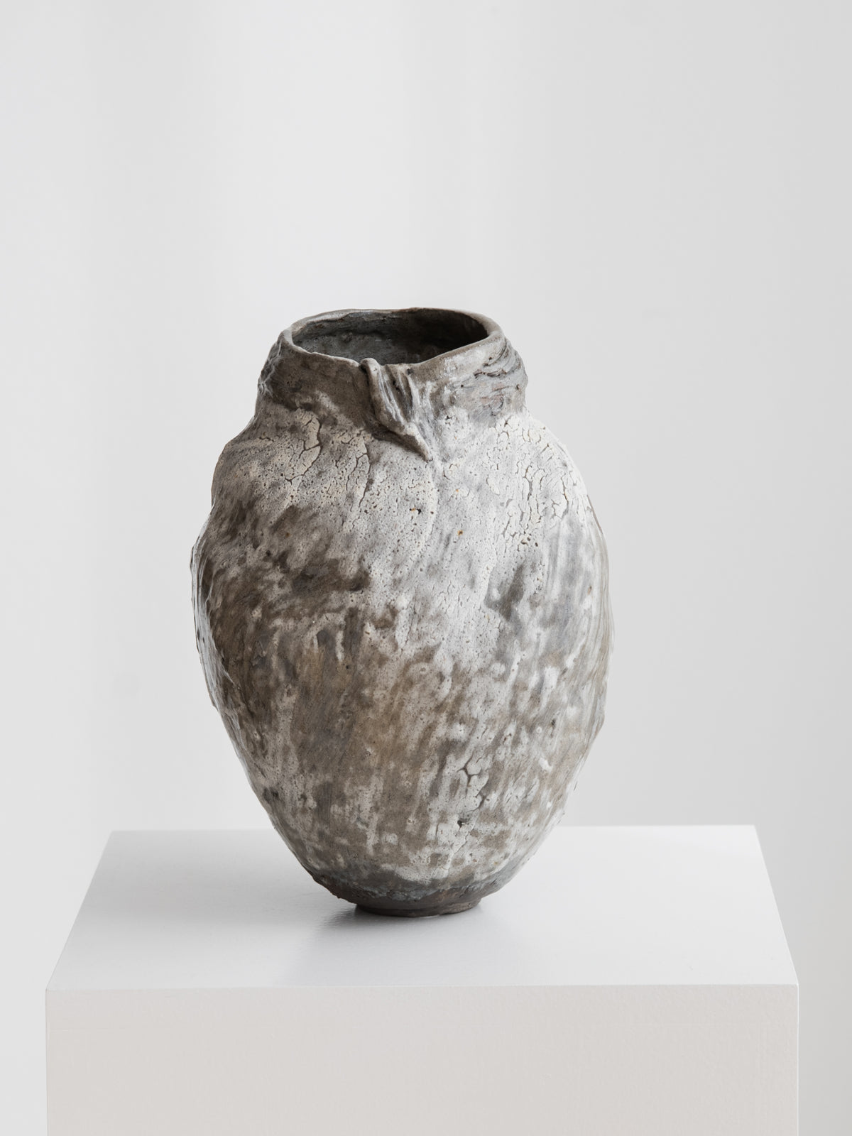 Sculptural Vase - Crackled White