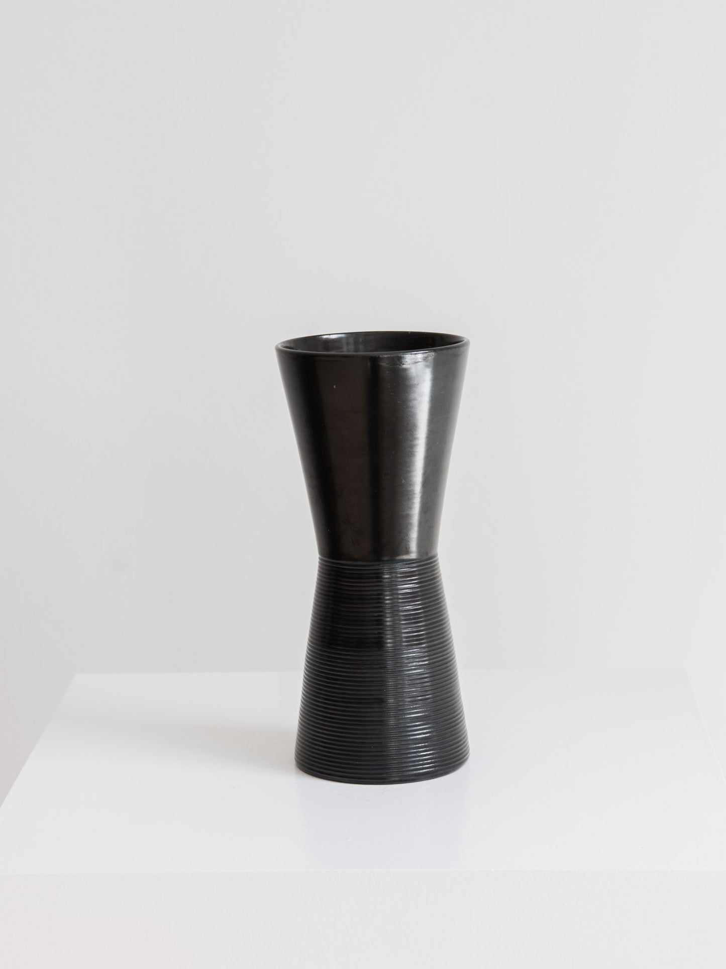 Vintage Black Ribbed Vase